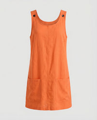 Jenna Linen Blend Mini Dress with Pockets in Orange