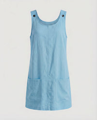 Jenna Linen Blend Mini Dress with Pockets in Sky Blue