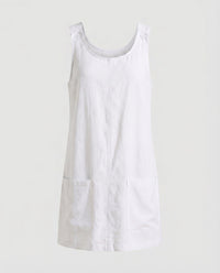 Jenna Linen Blend Mini Dress with Pockets in White