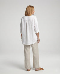 Jenna Linen Blouse with Button Front in White
