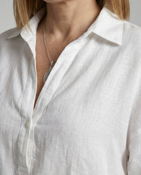 Jenna Linen Blouse with Button Front in White