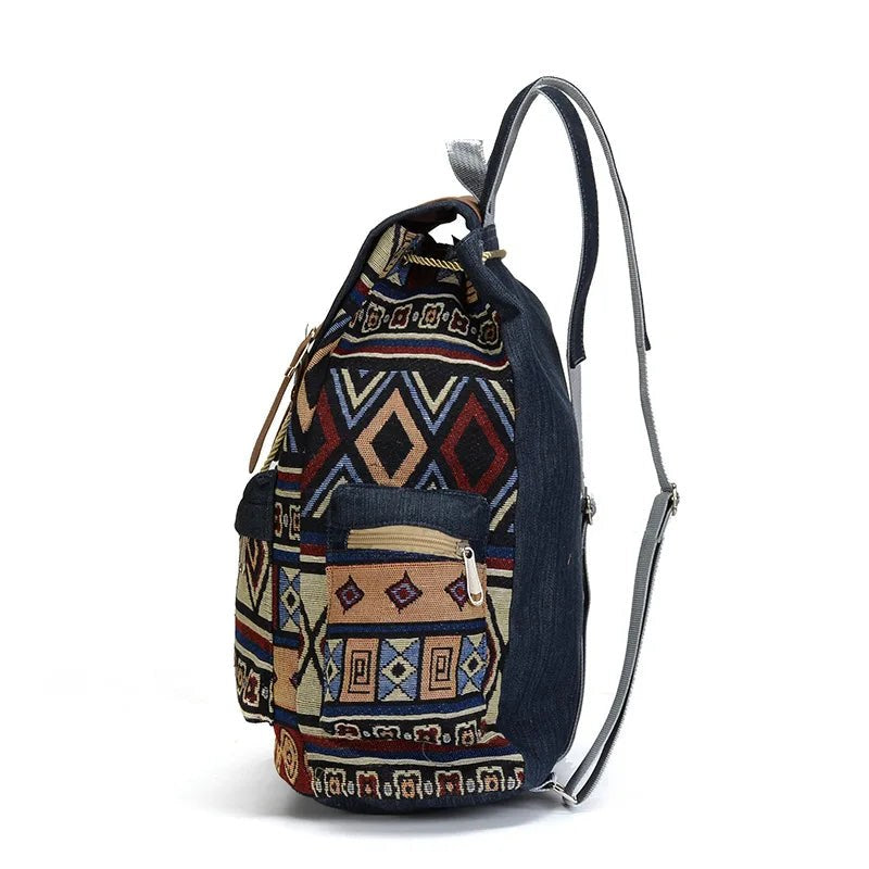 Jenny Lane Bohemian Backpack in Indigo Blue