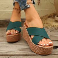 Jess Platform Wedge Sandal in Olive