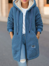 Jessa Casual Jacket with Pockets and Hood in Blue
