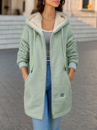 Jessa Casual Jacket with Pockets and Hood in Khaki