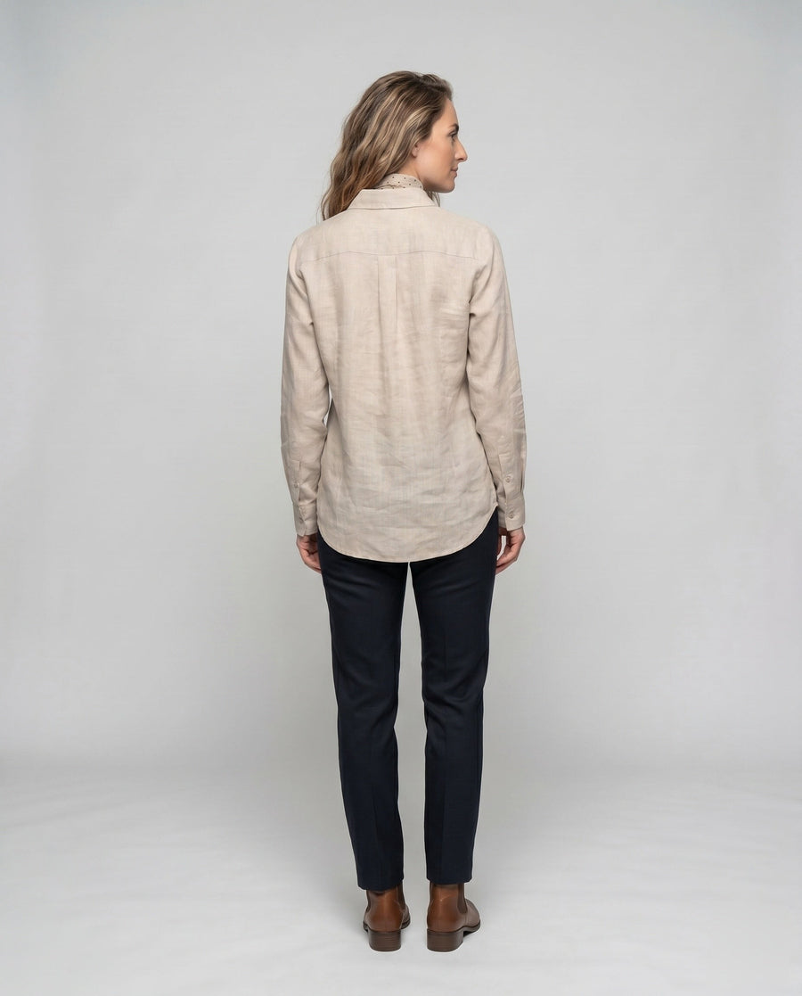 Jessa Casual Linen Blouse with Belted