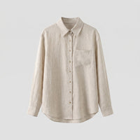 Jessa Casual Linen Blouse with Belted in Leinenfarbe