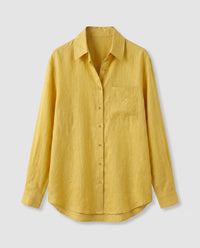 Jessa Casual Linen Blouse with Belted in Yellow