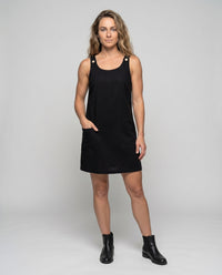 Jessa Casual Linen Dress with Sleeveless and Pockets