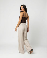 Jessa Lightweight Linen Trousers with Pleated and Wide Leg in White