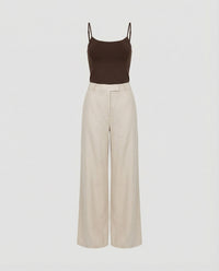 Jessa Lightweight Linen Trousers with Pleated and Wide Leg in White