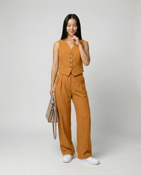 Jessa Linen Vest with V-Neck