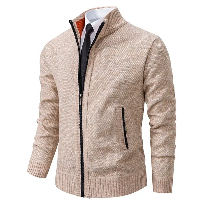 Joachim Comfortable Jacket with Zip Front in Beige