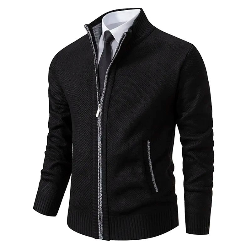 Joachim Comfortable Jacket with Zip Front in Black