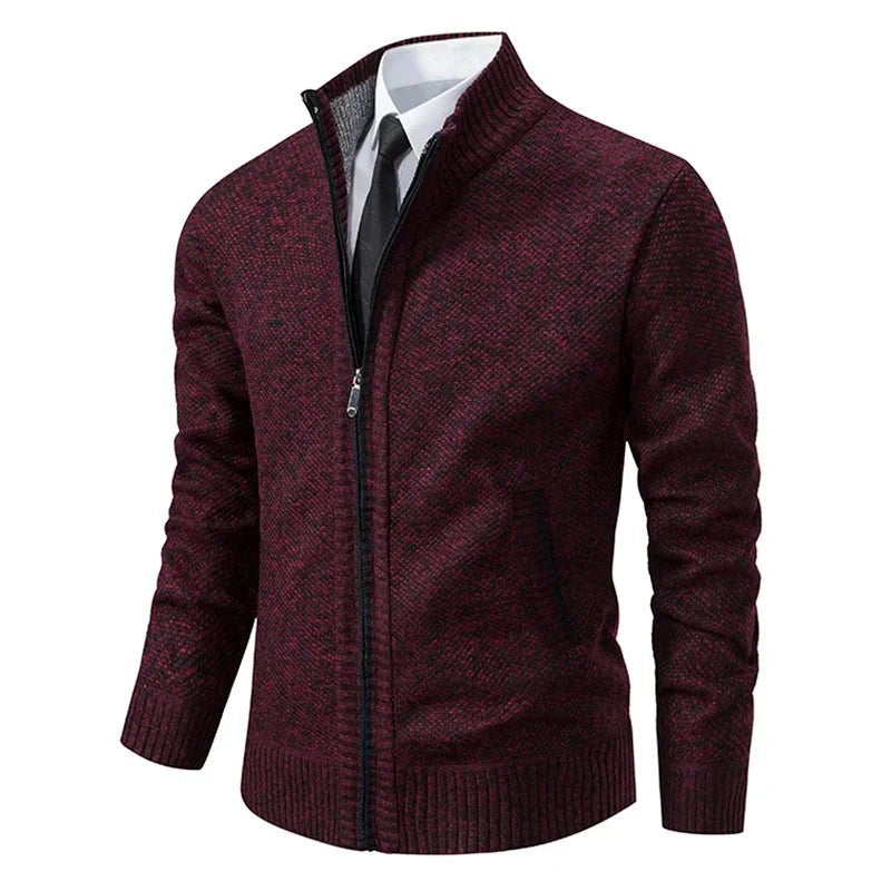 Joachim Comfortable Jacket with Zip Front in Rotwein