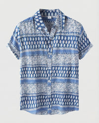 Joachim Linen Shirt with Short Sleeve in Blue