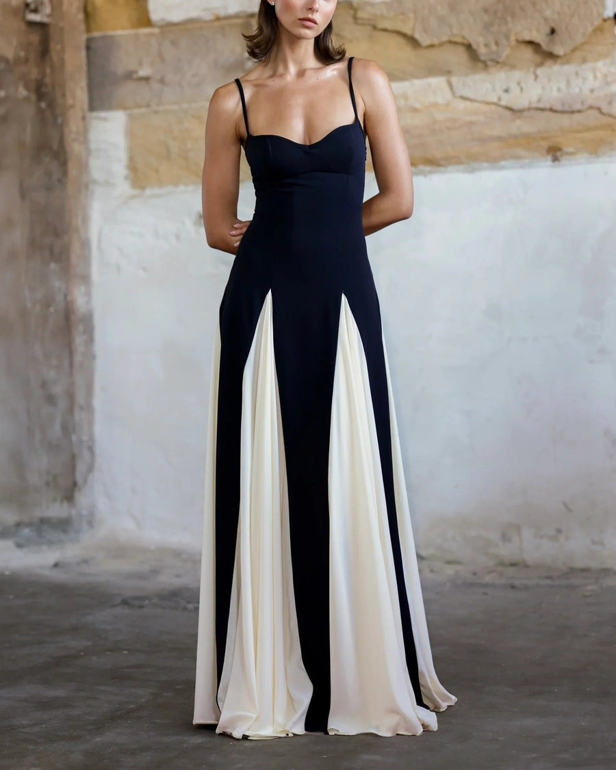 Joan Elegant Maxi Dress with Side Split in Black