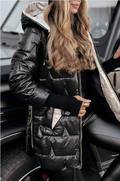 Joan Quilted Jacket with Hood in Black