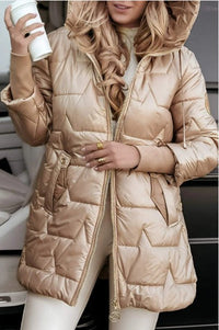 Joan Quilted Jacket with Hood in Champagne