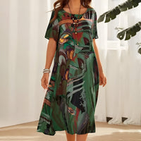 Joelle Flowing and Elegant Floral Dress in Green