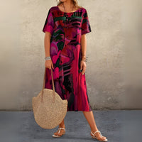 Joelle Flowing and Elegant Floral Dress in Red