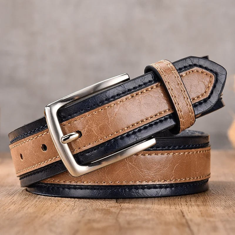 John Hardy Genuine Leather Belt in Khaki & Indigo