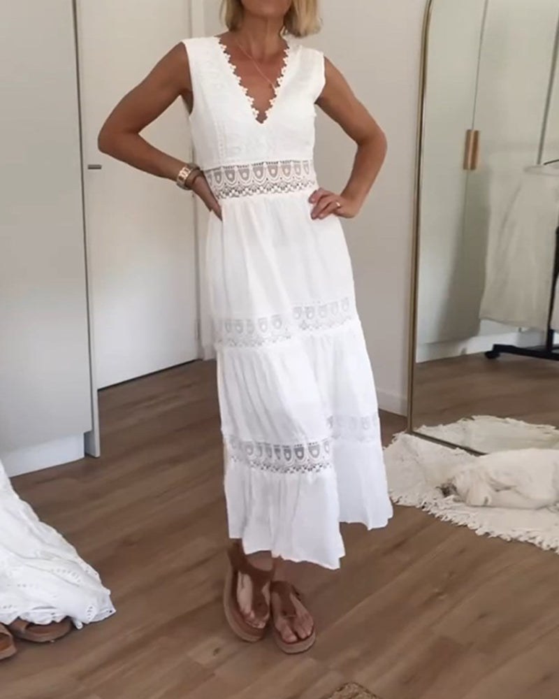 Jolene Chic & Flowy Boho Robe Dress in White