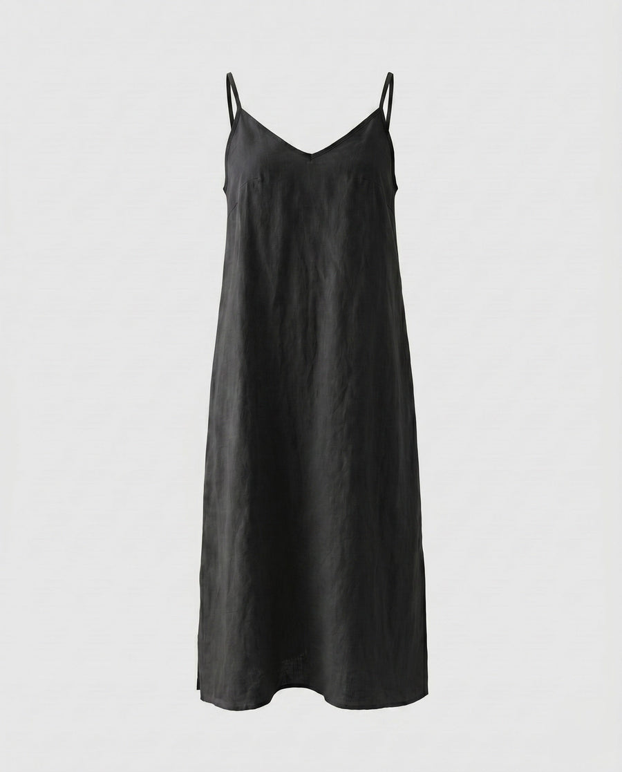 Jolie Airy Linen Dress in Black