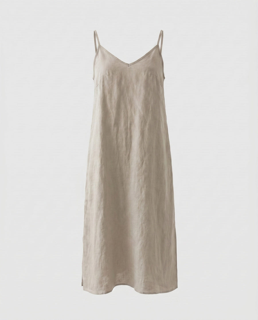 Jolie Airy Linen Dress in Grey
