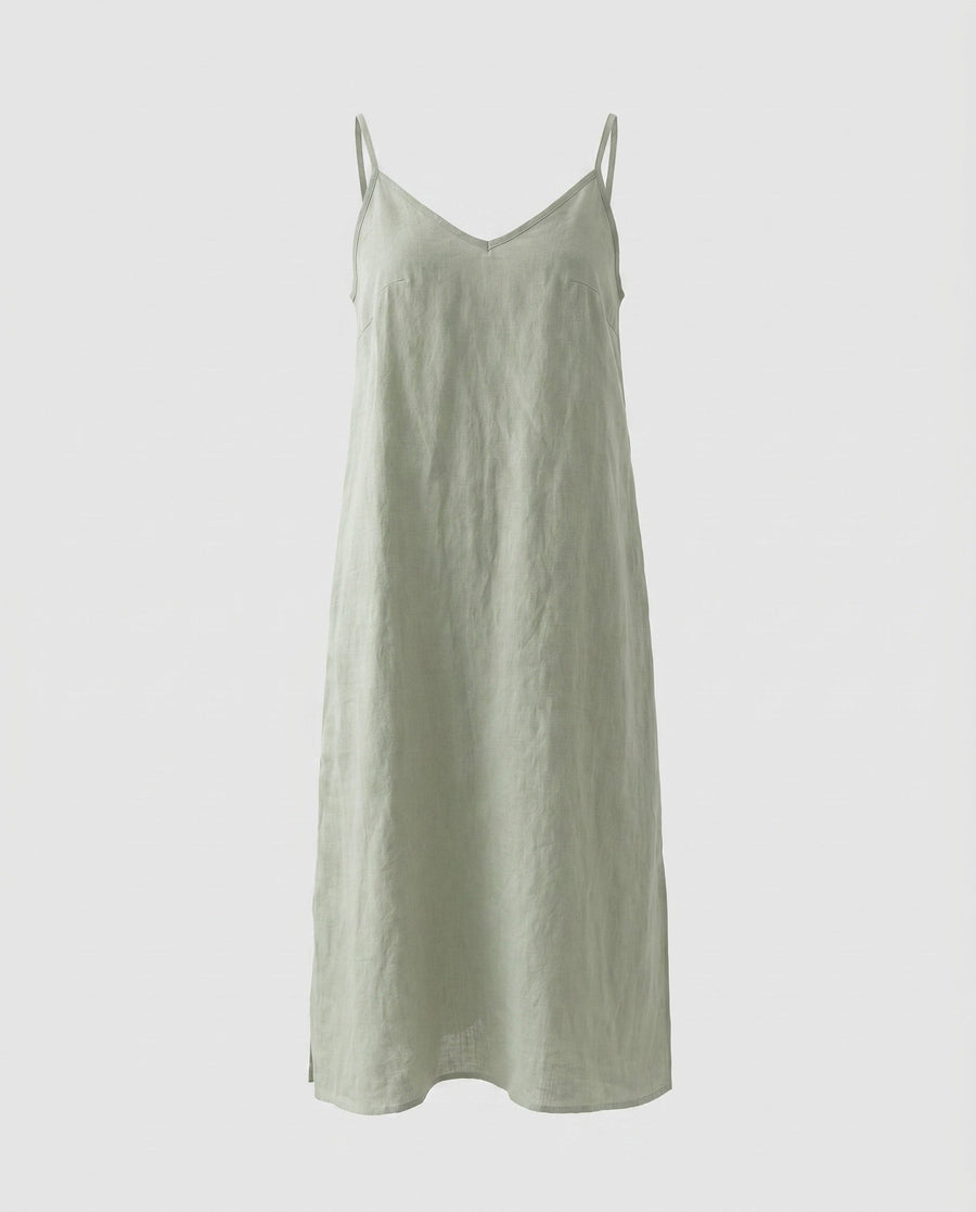 Jolie Airy Linen Dress in Lindgrün