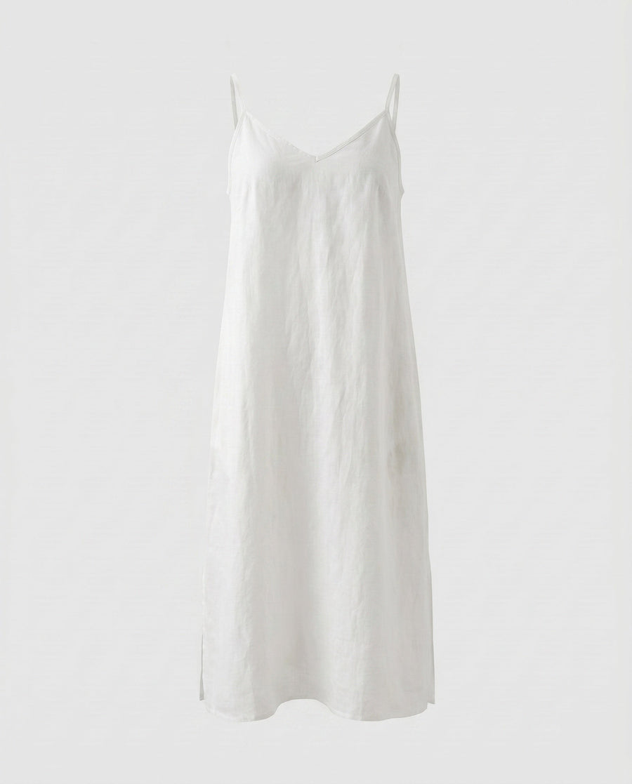 Jolie Airy Linen Dress in White