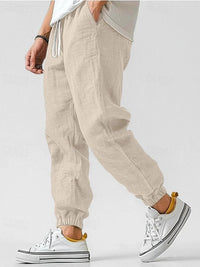 Jolie Comfortable Linen Trousers in Beige