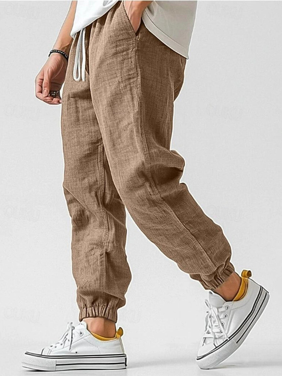 Jolie Comfortable Linen Trousers in Khaki