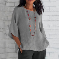 Jolie Relaxed Shirt with Crew Neck in Grey