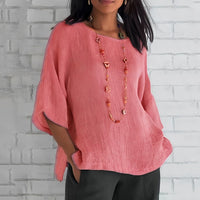 Jolie Relaxed Shirt with Crew Neck in Pink