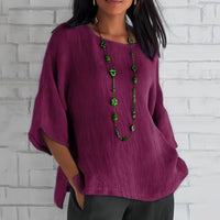 Jolie Relaxed Shirt with Crew Neck in Purple