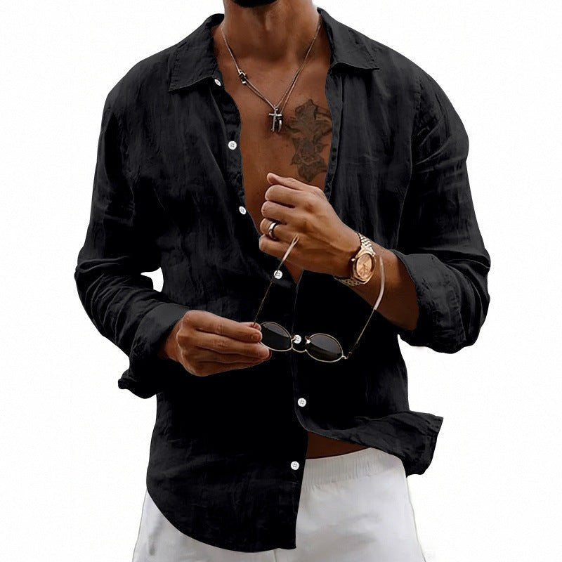 Joost Airy Linen Shirt in Black