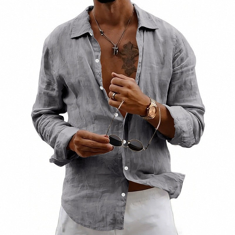 Joost Airy Linen Shirt in Dark Grey