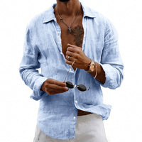 Joost Airy Linen Shirt in Light Blue