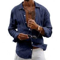Joost Airy Linen Shirt in Marinr&Blau