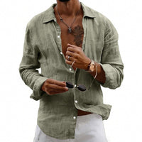 Joost Airy Linen Shirt in Olive Green