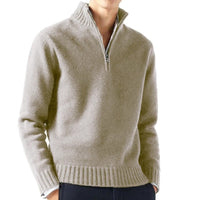Joost Sweater with Zip Front in Beige