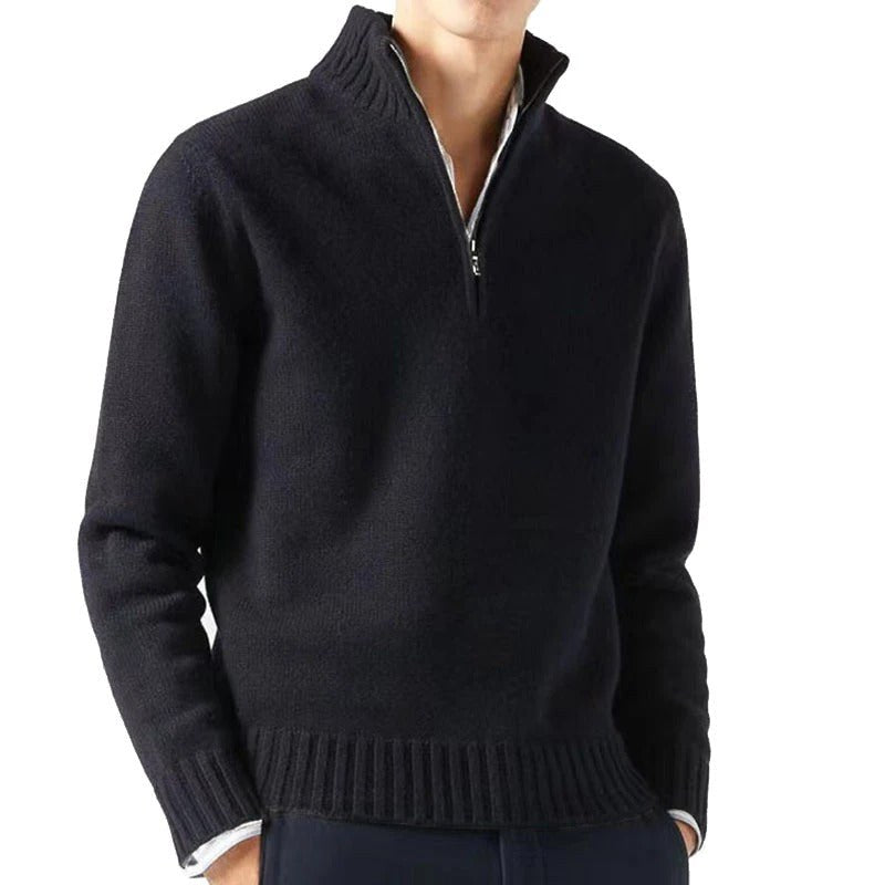 Joost Sweater with Zip Front in Black