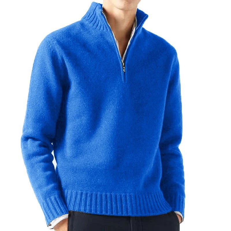 Joost Sweater with Zip Front in Blue
