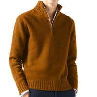 Joost Sweater with Zip Front in Brown