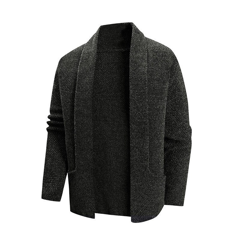 Josephine Elegant Knit Cardigan with Pockets in Dark Grey