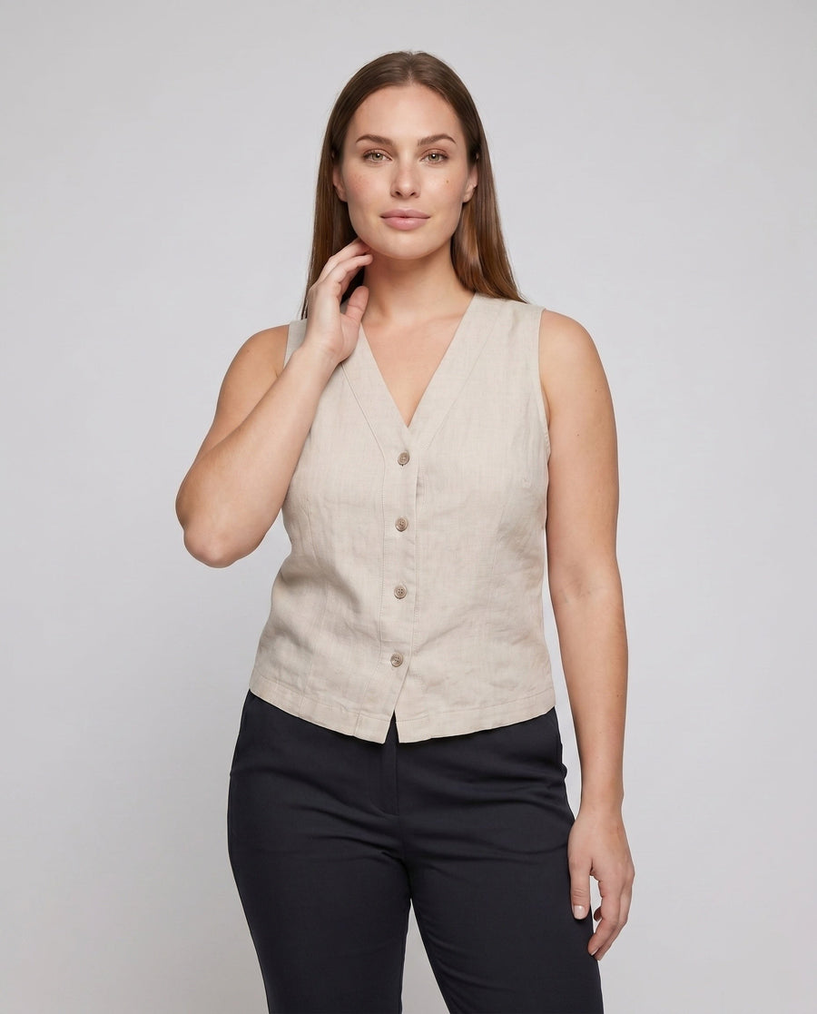 Josephine Elegant Linen Top with Button Front