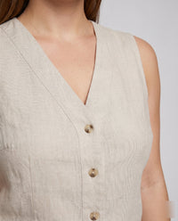 Josephine Elegant Linen Top with Button Front