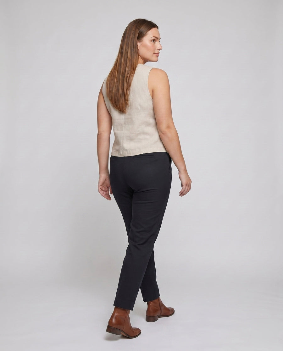 Josephine Elegant Linen Top with Button Front