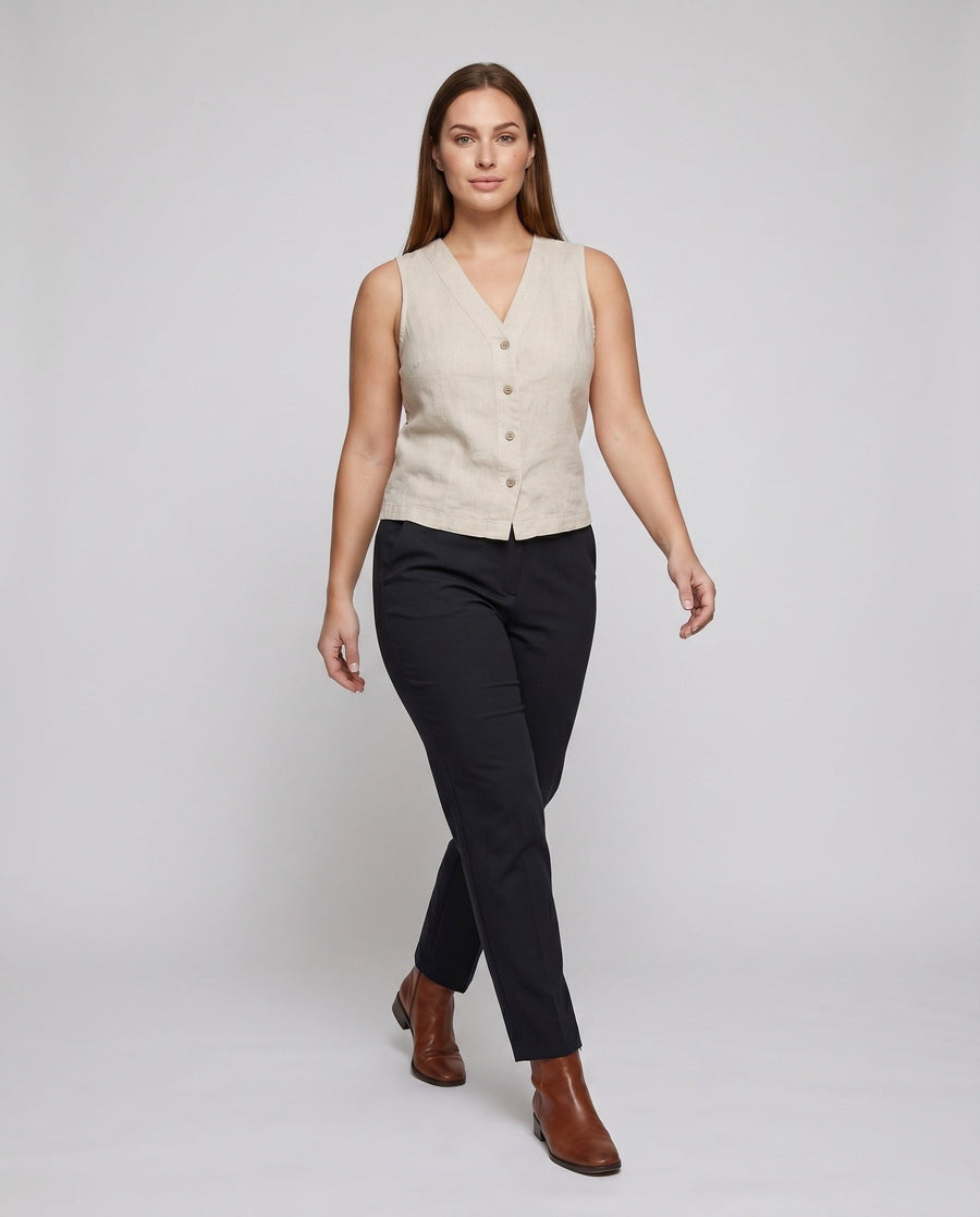 Josephine Elegant Linen Top with Button Front